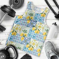 Sicily Italy Lemon Maiolica Men Tank Top Sicilian Citrus Tile Mediterranean Art