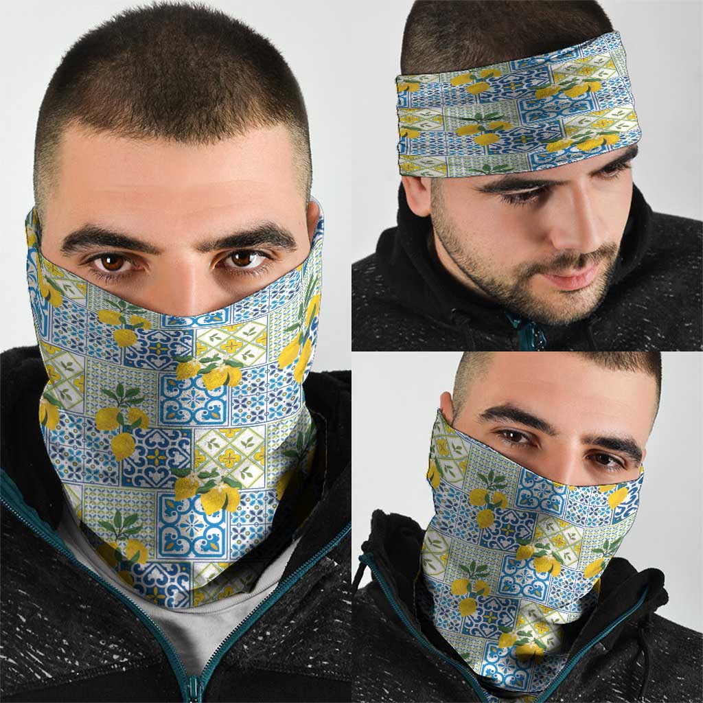 Sicily Italy Lemon Maiolica Neck Gaiter Sicilian Citrus Tile Mediterranean Art