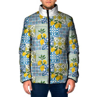 Sicily Italy Lemon Maiolica Padded Jacket Sicilian Citrus Tile Mediterranean Art