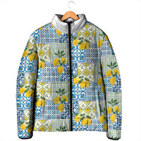 Sicily Italy Lemon Maiolica Padded Jacket Sicilian Citrus Tile Mediterranean Art