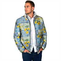Sicily Italy Lemon Maiolica Padded Jacket Sicilian Citrus Tile Mediterranean Art
