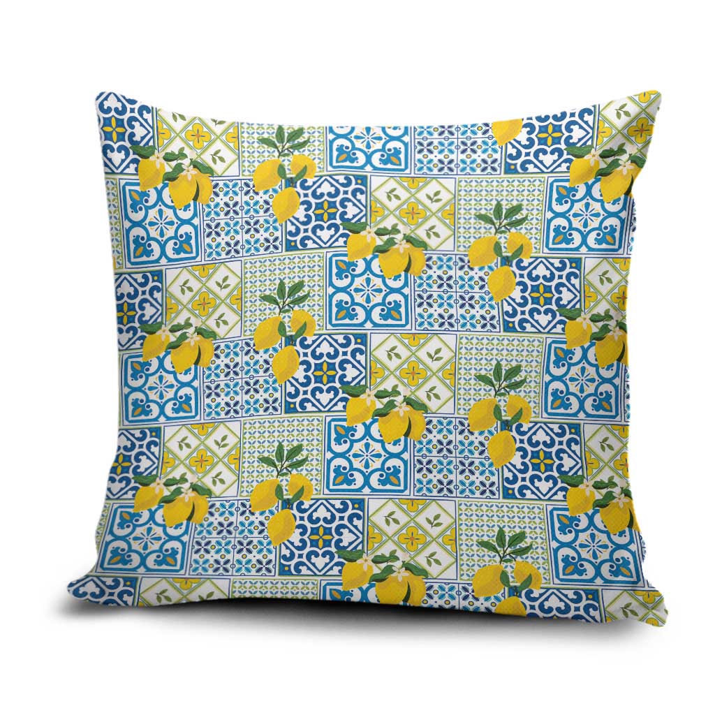 Sicily Italy Lemon Maiolica Pillow Cover Sicilian Citrus Tile Mediterranean Art