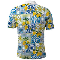 Sicily Italy Lemon Maiolica Polo Shirt Sicilian Citrus Tile Mediterranean Art