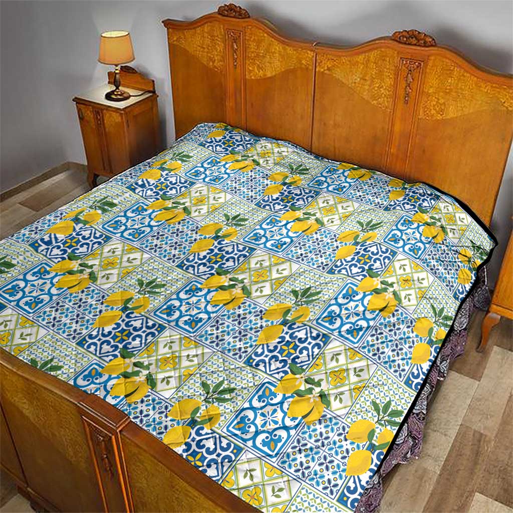 Sicily Italy Lemon Maiolica Quilt Sicilian Citrus Tile Mediterranean Art
