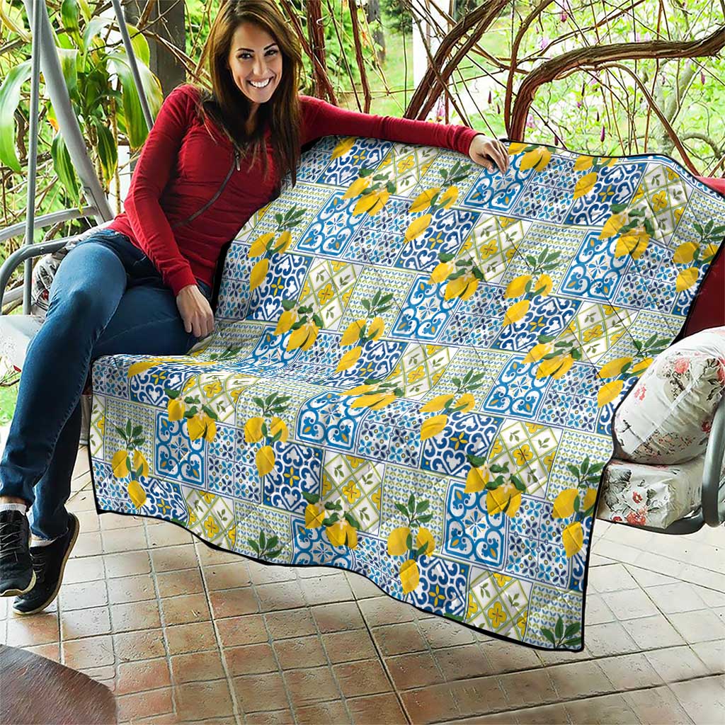 Sicily Italy Lemon Maiolica Quilt Sicilian Citrus Tile Mediterranean Art