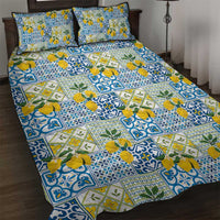 Sicily Italy Lemon Maiolica Quilt Bed Set Sicilian Citrus Tile Mediterranean Art