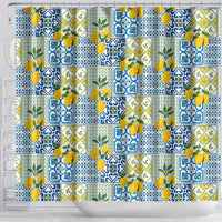 Sicily Italy Lemon Maiolica Shower Curtain Sicilian Citrus Tile Mediterranean Art