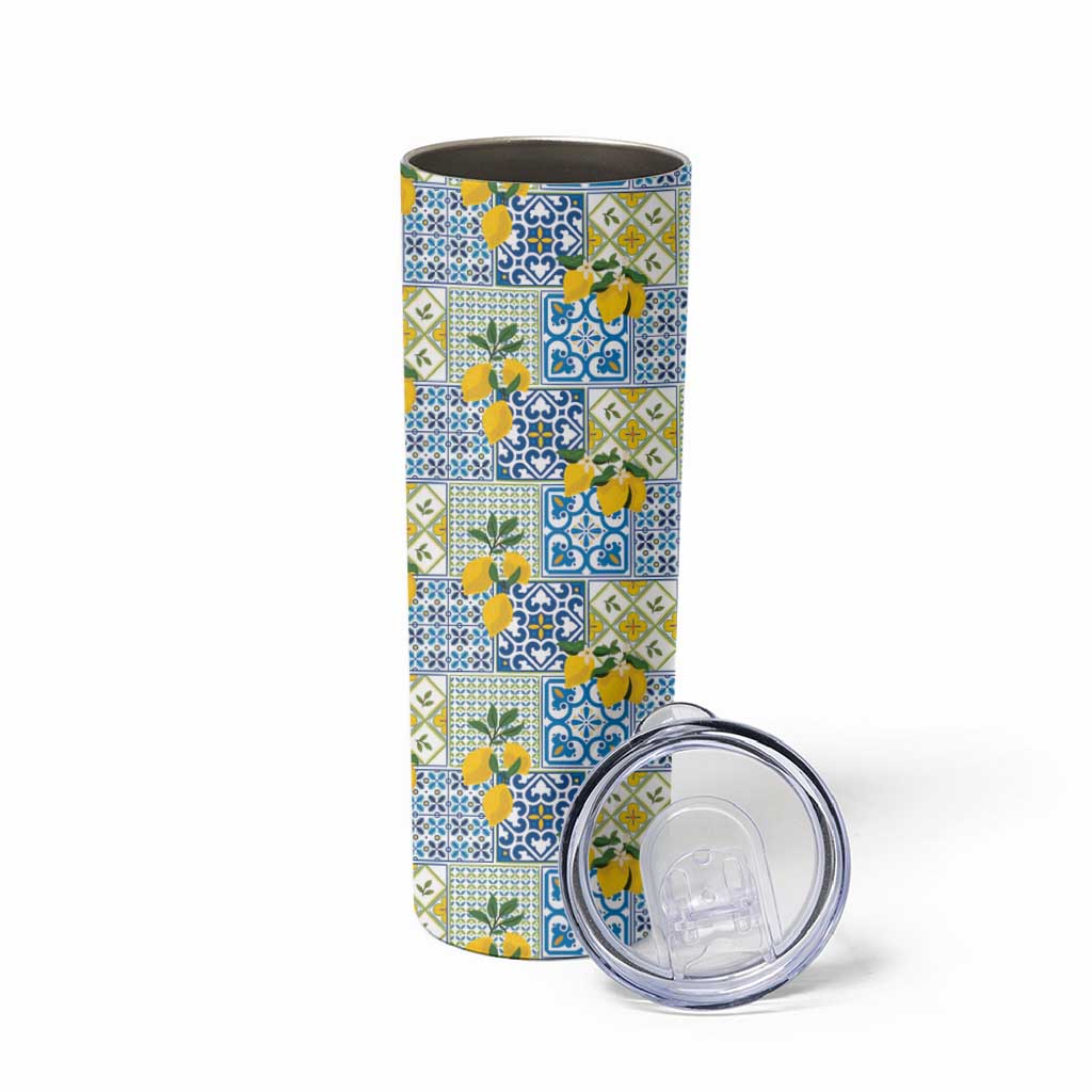 Sicily Italy Lemon Maiolica Skinny Tumbler Sicilian Citrus Tile Mediterranean Art