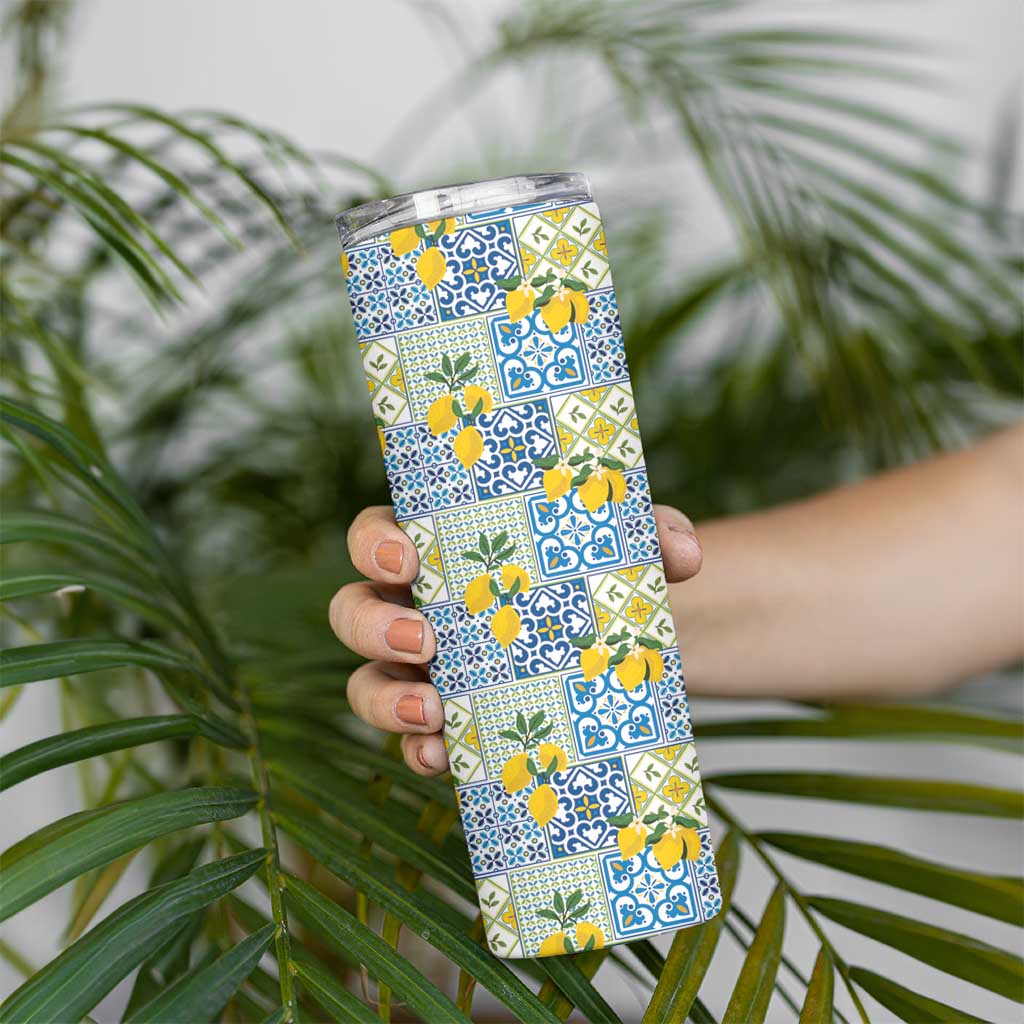 Sicily Italy Lemon Maiolica Skinny Tumbler Sicilian Citrus Tile Mediterranean Art