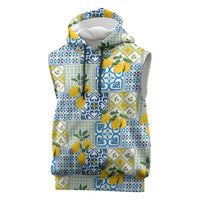 Sicily Italy Lemon Maiolica Sleeveless Hoodie Sicilian Citrus Tile Mediterranean Art