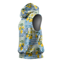 Sicily Italy Lemon Maiolica Sleeveless Hoodie Sicilian Citrus Tile Mediterranean Art