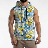 Sicily Italy Lemon Maiolica Sleeveless Hoodie Sicilian Citrus Tile Mediterranean Art