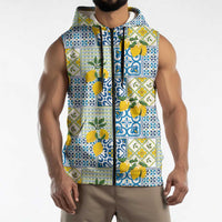 Sicily Italy Lemon Maiolica Sleeveless Zip Hoodie Sicilian Citrus Tile Mediterranean Art