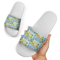 Sicily Italy Lemon Maiolica Slide Sandals Sicilian Citrus Tile Mediterranean Art