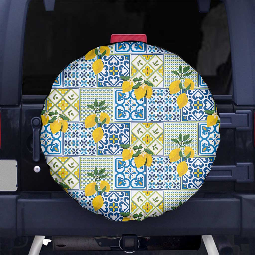 Sicily Italy Lemon Maiolica Spare Tire Cover Sicilian Citrus Tile Mediterranean Art