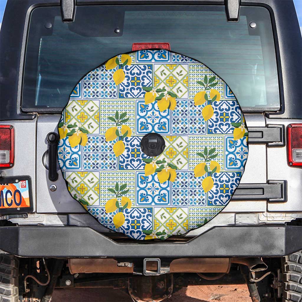 Sicily Italy Lemon Maiolica Spare Tire Cover Sicilian Citrus Tile Mediterranean Art