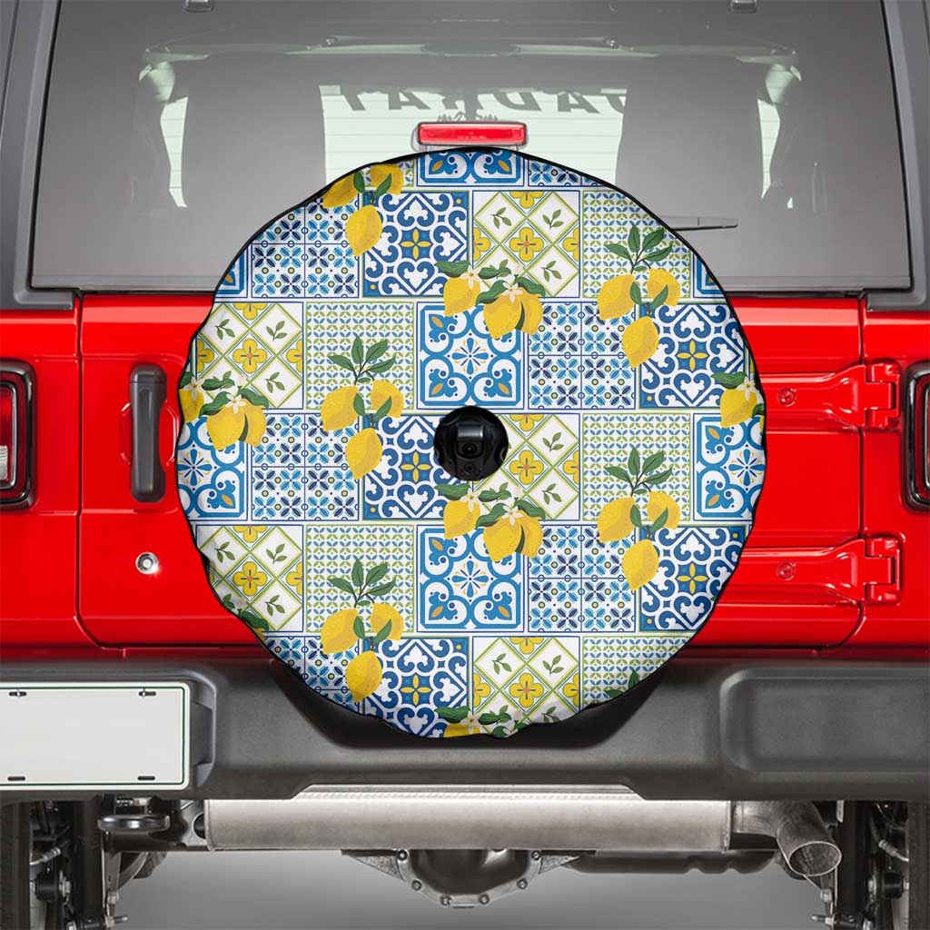 Sicily Italy Lemon Maiolica Spare Tire Cover Sicilian Citrus Tile Mediterranean Art