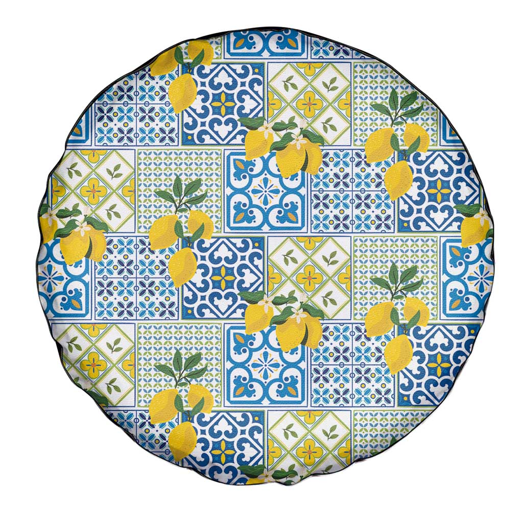 Sicily Italy Lemon Maiolica Spare Tire Cover Sicilian Citrus Tile Mediterranean Art