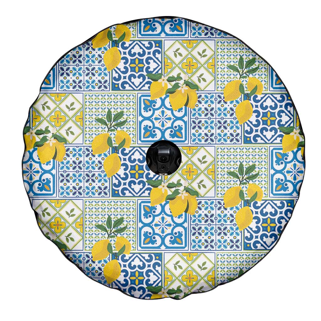 Sicily Italy Lemon Maiolica Spare Tire Cover Sicilian Citrus Tile Mediterranean Art