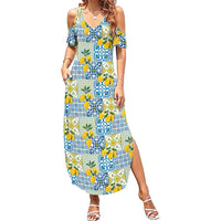 Sicily Italy Lemon Maiolica Summer Maxi Dress Sicilian Citrus Tile Mediterranean Art