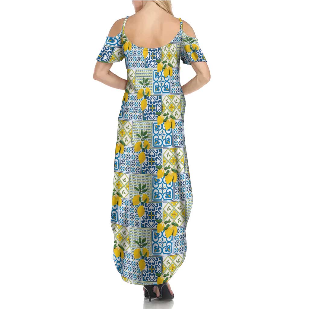 Sicily Italy Lemon Maiolica Summer Maxi Dress Sicilian Citrus Tile Mediterranean Art