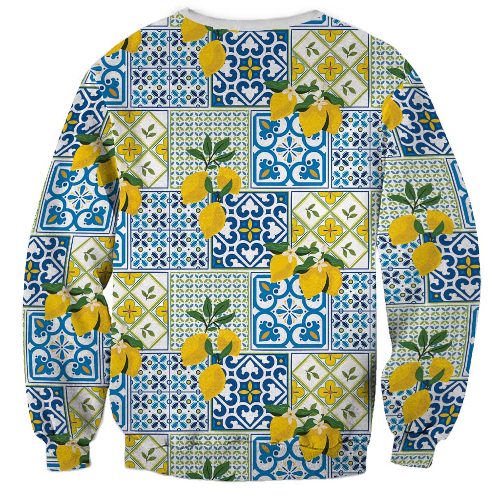 Sicily Italy Lemon Maiolica Sweatshirt Sicilian Citrus Tile Mediterranean Art