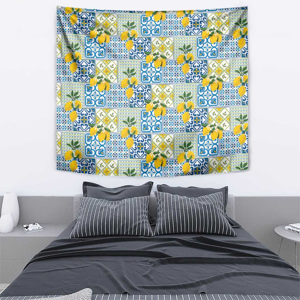 Sicily Italy Lemon Maiolica Tapestry Sicilian Citrus Tile Mediterranean Art