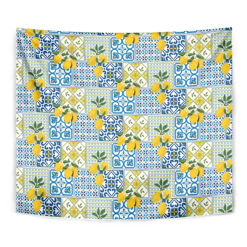 Sicily Italy Lemon Maiolica Tapestry Sicilian Citrus Tile Mediterranean Art