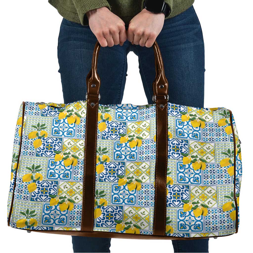 Sicily Italy Lemon Maiolica Travel Bag Sicilian Citrus Tile Mediterranean Art