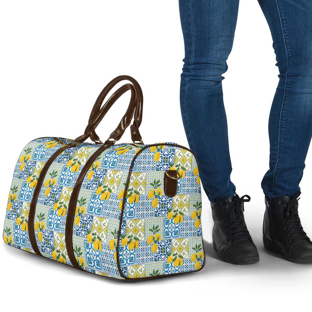 Sicily Italy Lemon Maiolica Travel Bag Sicilian Citrus Tile Mediterranean Art