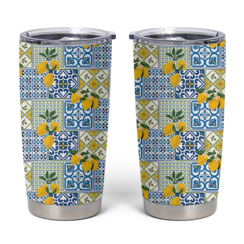 Sicily Italy Lemon Maiolica Tumbler Cup Sicilian Citrus Tile Mediterranean Art