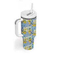 Sicily Italy Lemon Maiolica Tumbler With Handle Sicilian Citrus Tile Mediterranean Art