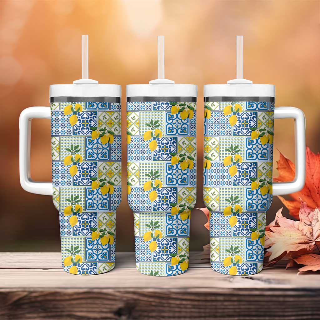 Sicily Italy Lemon Maiolica Tumbler With Handle Sicilian Citrus Tile Mediterranean Art