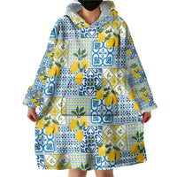Sicily Italy Lemon Maiolica Wearable Blanket Hoodie Sicilian Citrus Tile Mediterranean Art