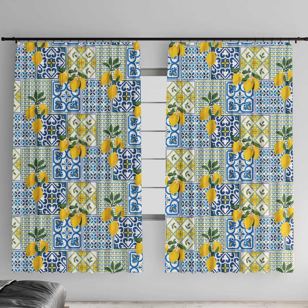 Sicily Italy Lemon Maiolica Window Curtain Sicilian Citrus Tile Mediterranean Art