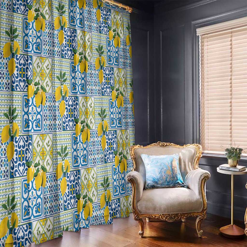 Sicily Italy Lemon Maiolica Window Curtain Sicilian Citrus Tile Mediterranean Art