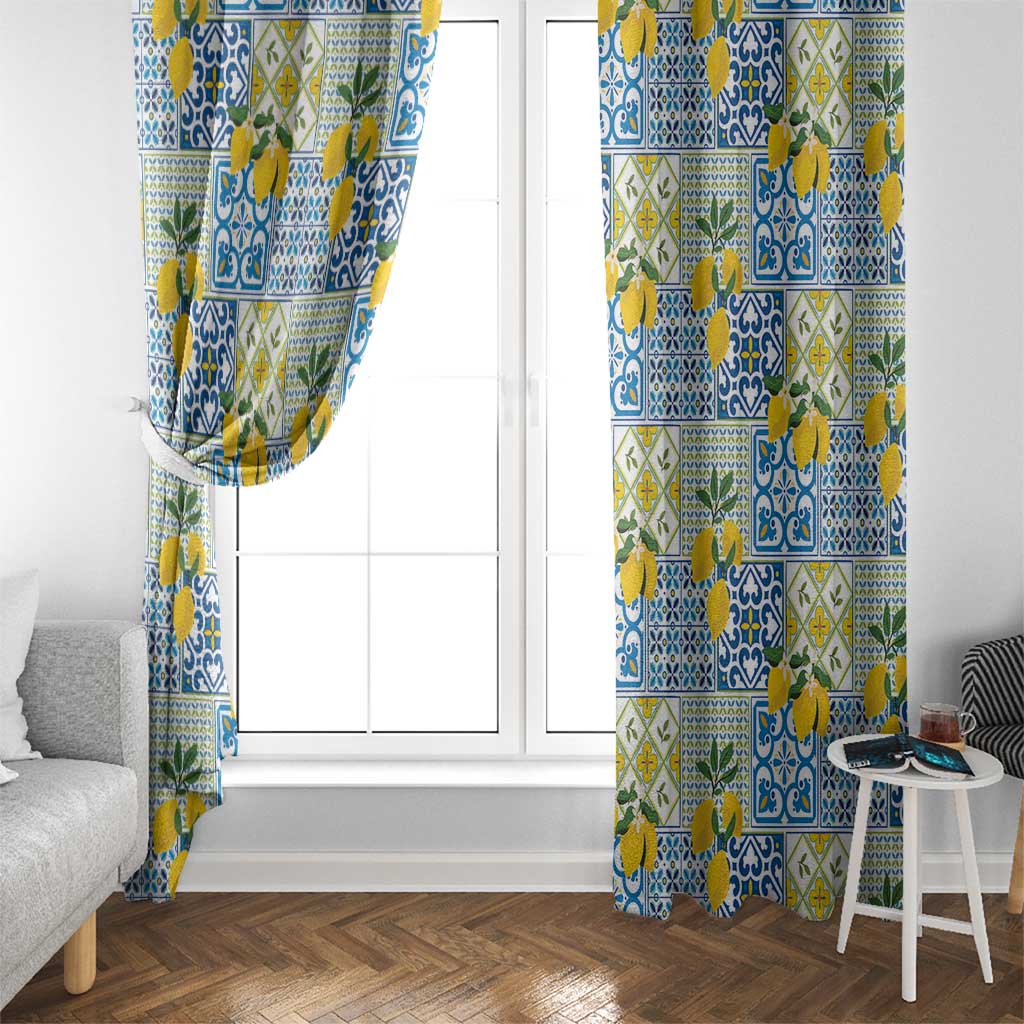 Sicily Italy Lemon Maiolica Window Curtain Sicilian Citrus Tile Mediterranean Art