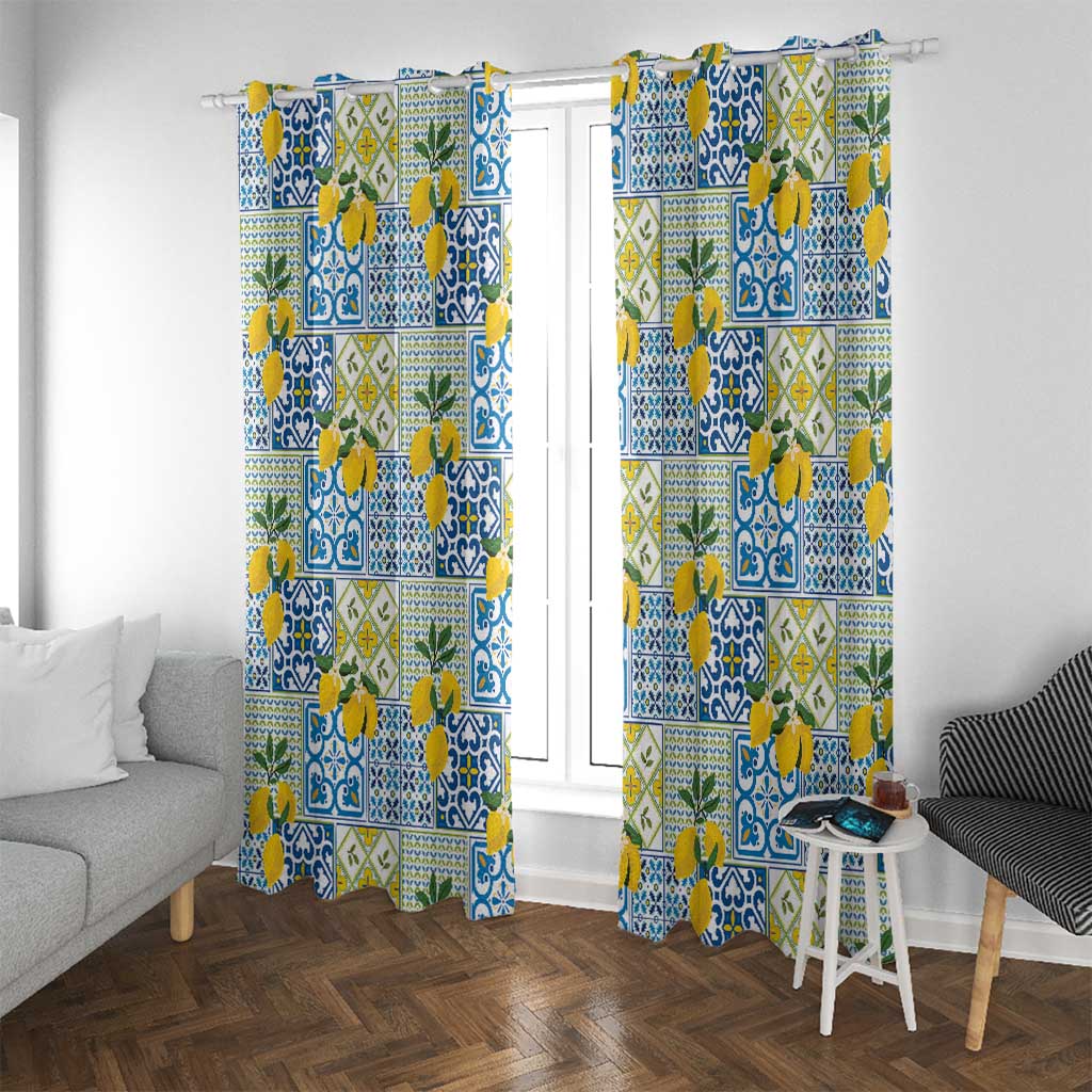 Sicily Italy Lemon Maiolica Window Curtain Sicilian Citrus Tile Mediterranean Art