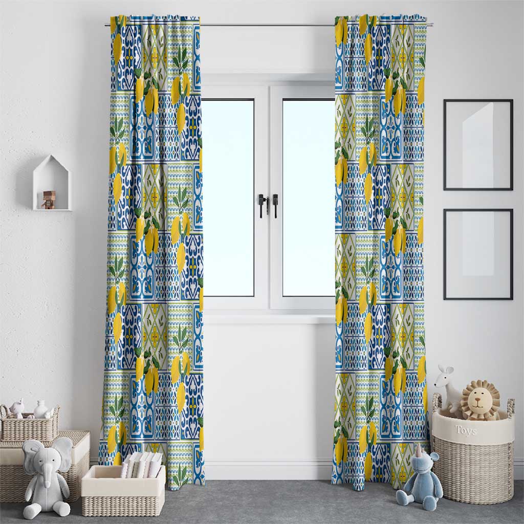 Sicily Italy Lemon Maiolica Window Curtain Sicilian Citrus Tile Mediterranean Art