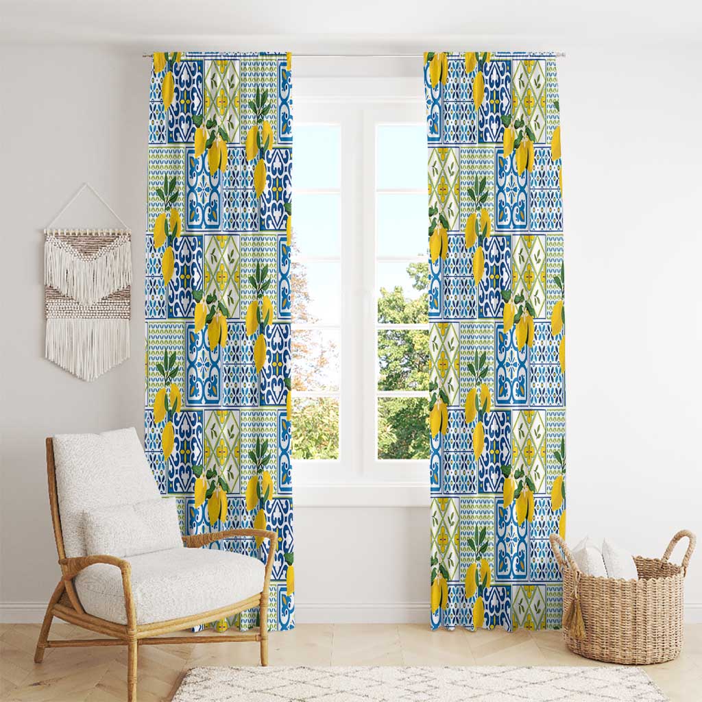 Sicily Italy Lemon Maiolica Window Curtain Sicilian Citrus Tile Mediterranean Art