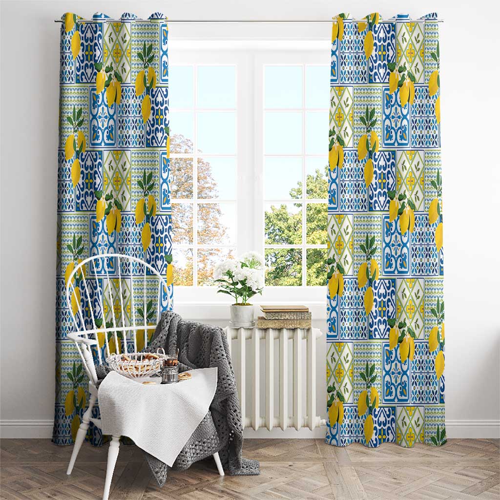 Sicily Italy Lemon Maiolica Window Curtain Sicilian Citrus Tile Mediterranean Art