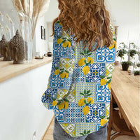 Sicily Italy Lemon Maiolica Women Casual Shirt Sicilian Citrus Tile Mediterranean Art