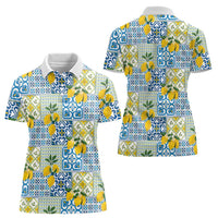 Sicily Italy Lemon Maiolica Women Polo Shirt Sicilian Citrus Tile Mediterranean Art