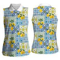 Sicily Italy Lemon Maiolica Women Sleeveless Polo Shirt Sicilian Citrus Tile Mediterranean Art