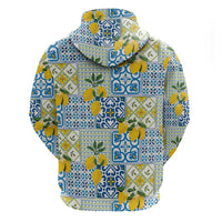 Sicily Italy Lemon Maiolica Zip Hoodie Sicilian Citrus Tile Mediterranean Art
