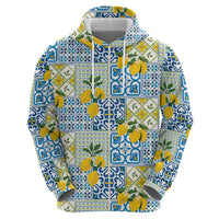 Sicily Italy Lemon Maiolica Zip Hoodie Sicilian Citrus Tile Mediterranean Art