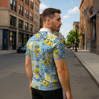Sicily Italy Lemon Maiolica Zipper Polo Shirt Sicilian Citrus Tile Mediterranean Art