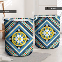 Sicily Italy Carretto Siciliano Laundry Basket Azure Sicilian Cart Wheel Pattern