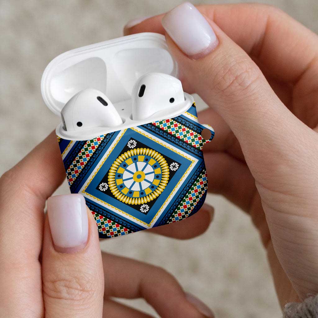 Sicily Italy Carretto Siciliano AirPods Case Azure Sicilian Cart Wheel Pattern