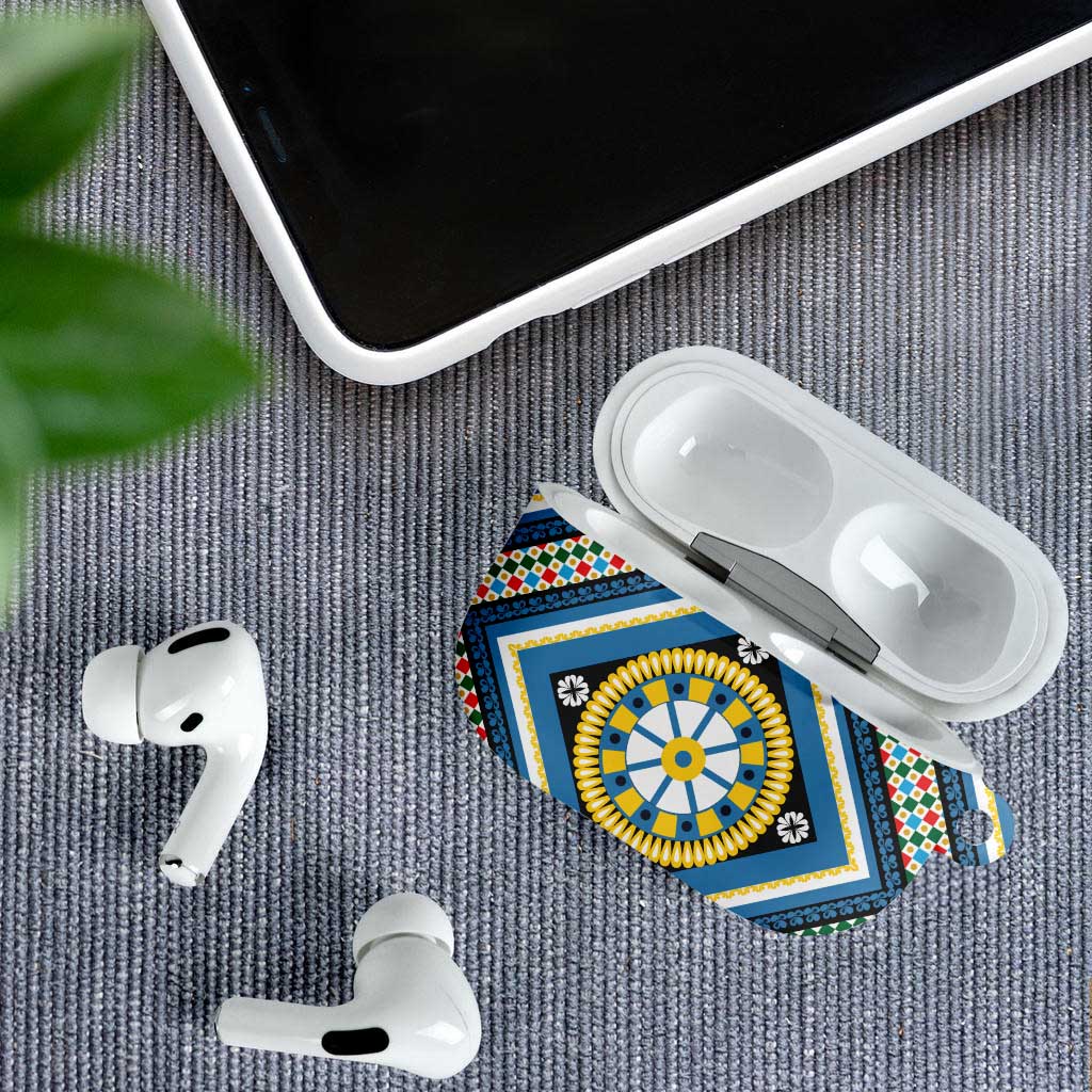 Sicily Italy Carretto Siciliano AirPods Case Azure Sicilian Cart Wheel Pattern